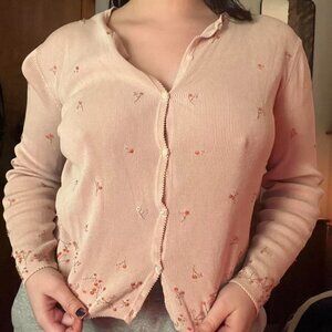 ADORABLE PINK CARDIGAN WITH DETAILED BEADING